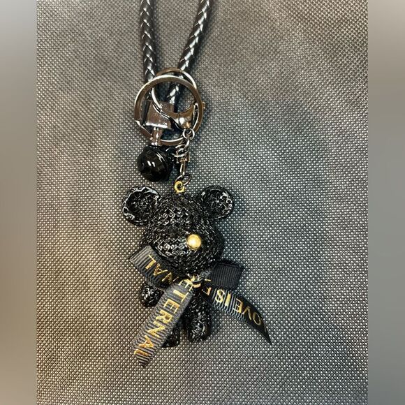 Black Bear Keychain with Braided Strap - Picture 5 of 6